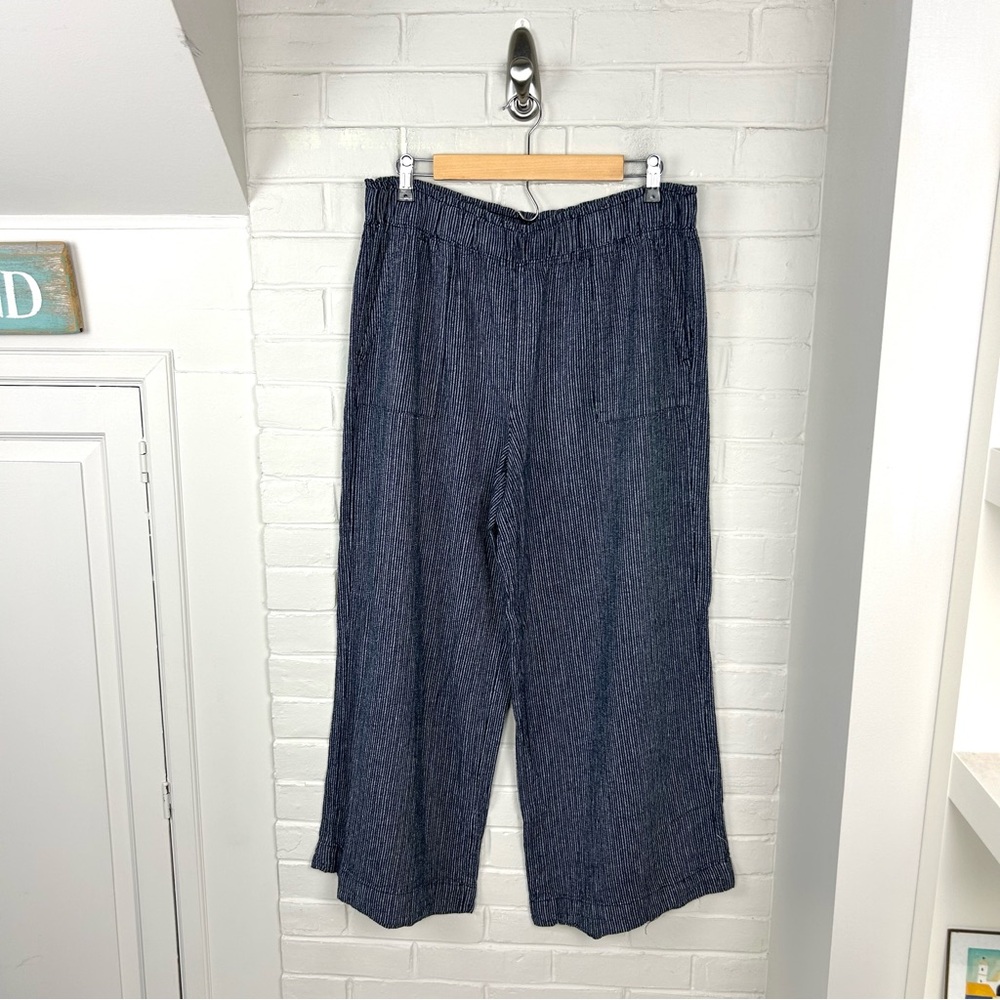 Time + Tru Navy Linen Blend Wide Leg Pants Size L